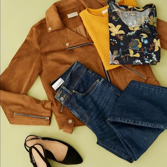 Loft Faux Suede Moto Jacket - M - Picture 6 of 7